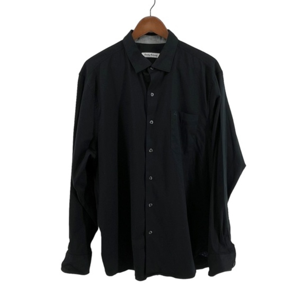 Tomm Bahama Mens Black Button Down Long Sleeve Shirt L 10667